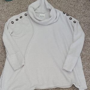 New York Laundry Cream Cowl Neck Sweater with Button Accents